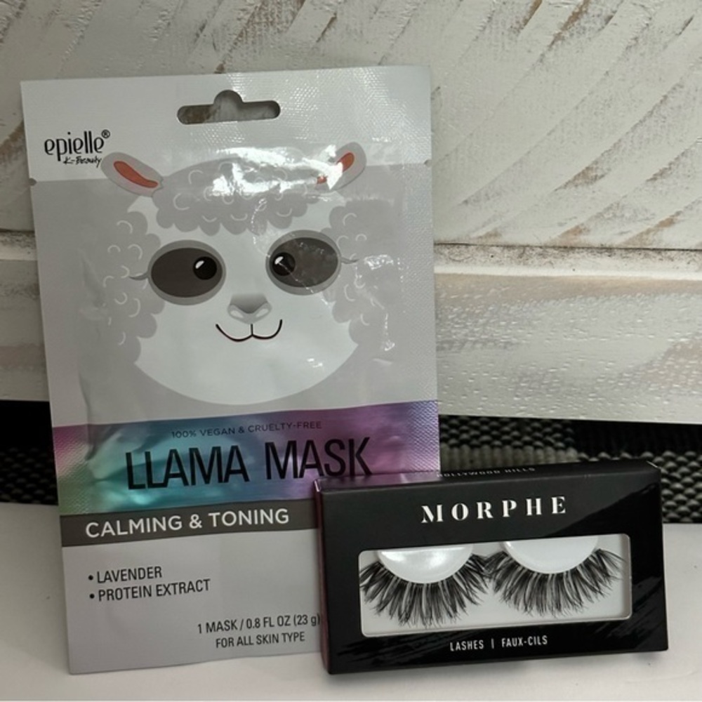 BEAUTY BUNDLE💥Morphe lashes in Hollywood hills NWT and Llama face mask bundle